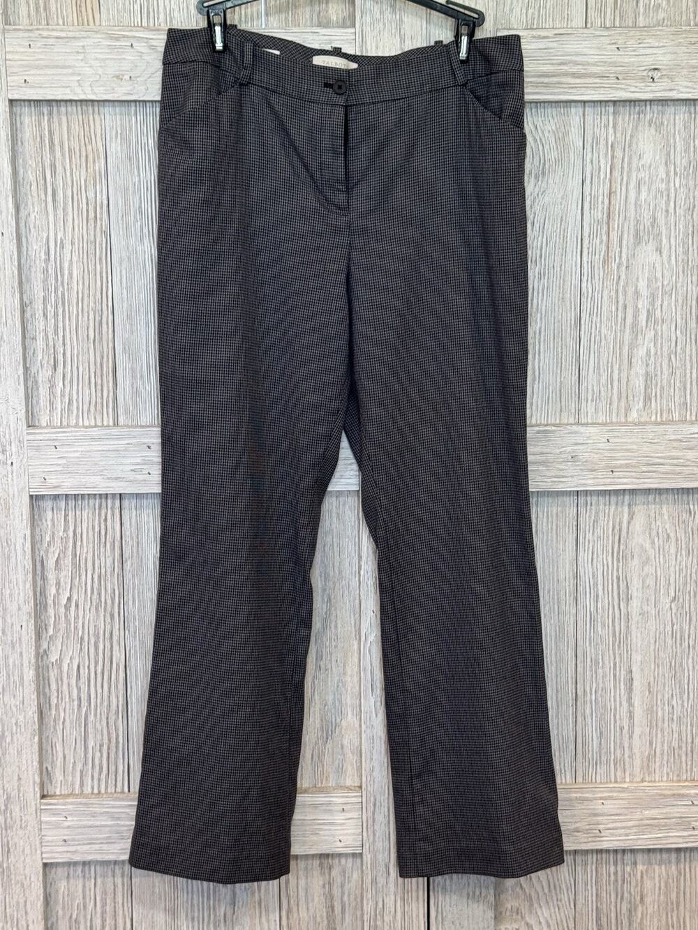 Talbots Womens Gray White Micro Houndstooth Signature Dress Pants Size 14